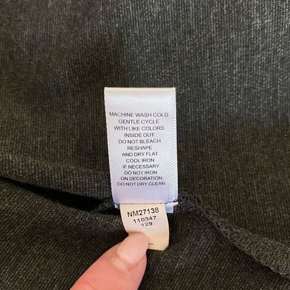 Neiman Marcus Charcoal Gray Long Sleeve Criss Cross Detail Shift Dress Sz 14 - Picture 9 of 11